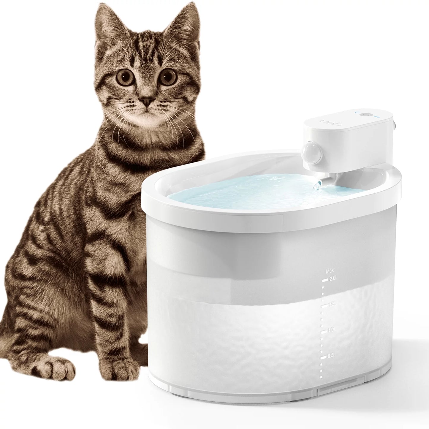 uahpet Cat Water Fountain, Wireless & Battery Operated 67oz/2L Automatic Pet Water Fountain Cats, Dogs, Multiple Pets(Fountain+3pcs Filter)