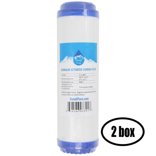 2 Boxes of Replacement AMPAC USA AP-CT10CL Granular Activated Carbon Filter - Universal 10-inch Cartridge AMPAC USA COUNTER TOP WATER FILTER - Denali Pure Brand