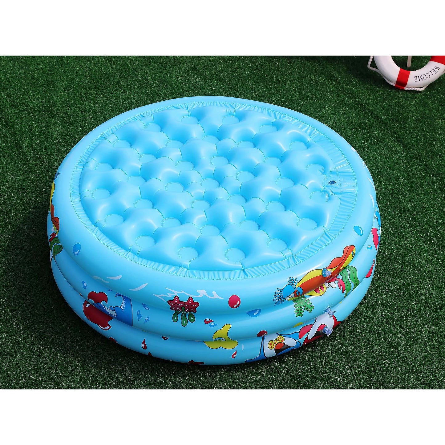 59" Inflatable Baby Swimming Pool,Round Portable Child Little Pump Pool,Kiddie Paddling Pool Indoor&Outdoor Toddler Water Game Play Center Kids/Girl/Boy,Summer Saving