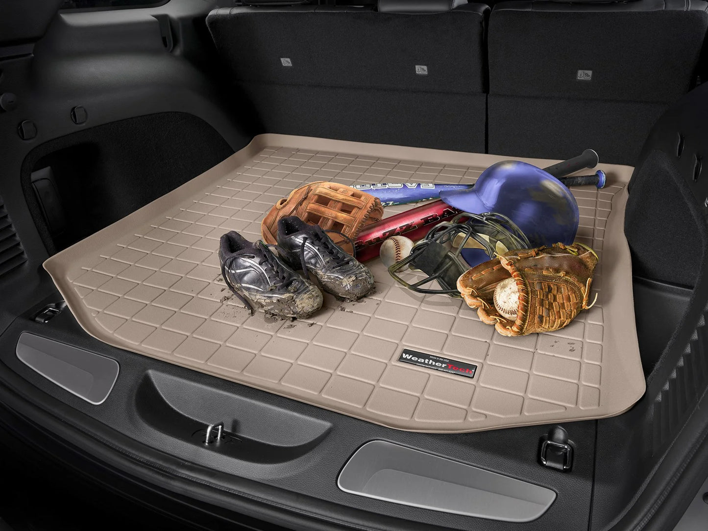 Tech Cargo Trunk Liner Fitting with Ford Escape, Escape Hybrid, Escape Plug-In Hybrid - Behind 2nd Row Seating Tan