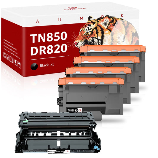 [4x Toner + 1x Drum] Toner&Drum Cartridge Replacement TN-850 DR-820 | Use with MFC-L5900DW HL-L6200DW HL-L6200DWT MFC-L5900DW MFC-L5800DW DCP-L5500DN Printers, black