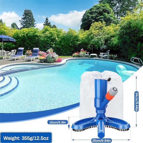 Upgraded Handheld Portable Pool Vacuum Cleaner with Pool Skimmer Net, 4 Section Poles of 60", Handheld Pool Vacuum Jet Cleaner Attaches to Garden Hose Above Ground Pool Spa Pond Fountains