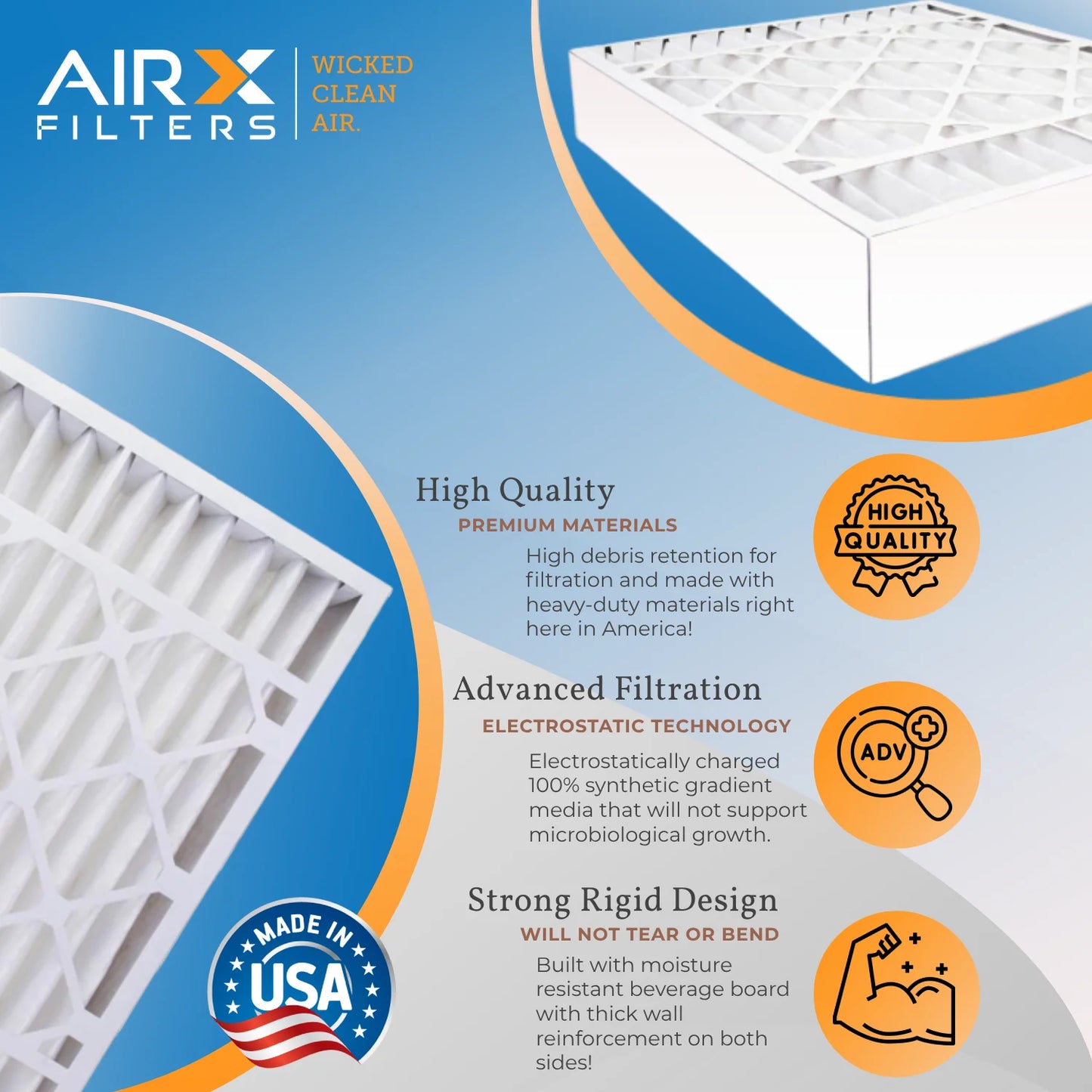 16x25x5 Air Filter MERV 11 Comparable to MPR 1000, MPR 1200 & FPR 7 with GeneralAire 14161 Premium USA Made 16x25x5 Furnace Filter 2 Pack by AIRX FILTERS WICKED CLEAN AIR.