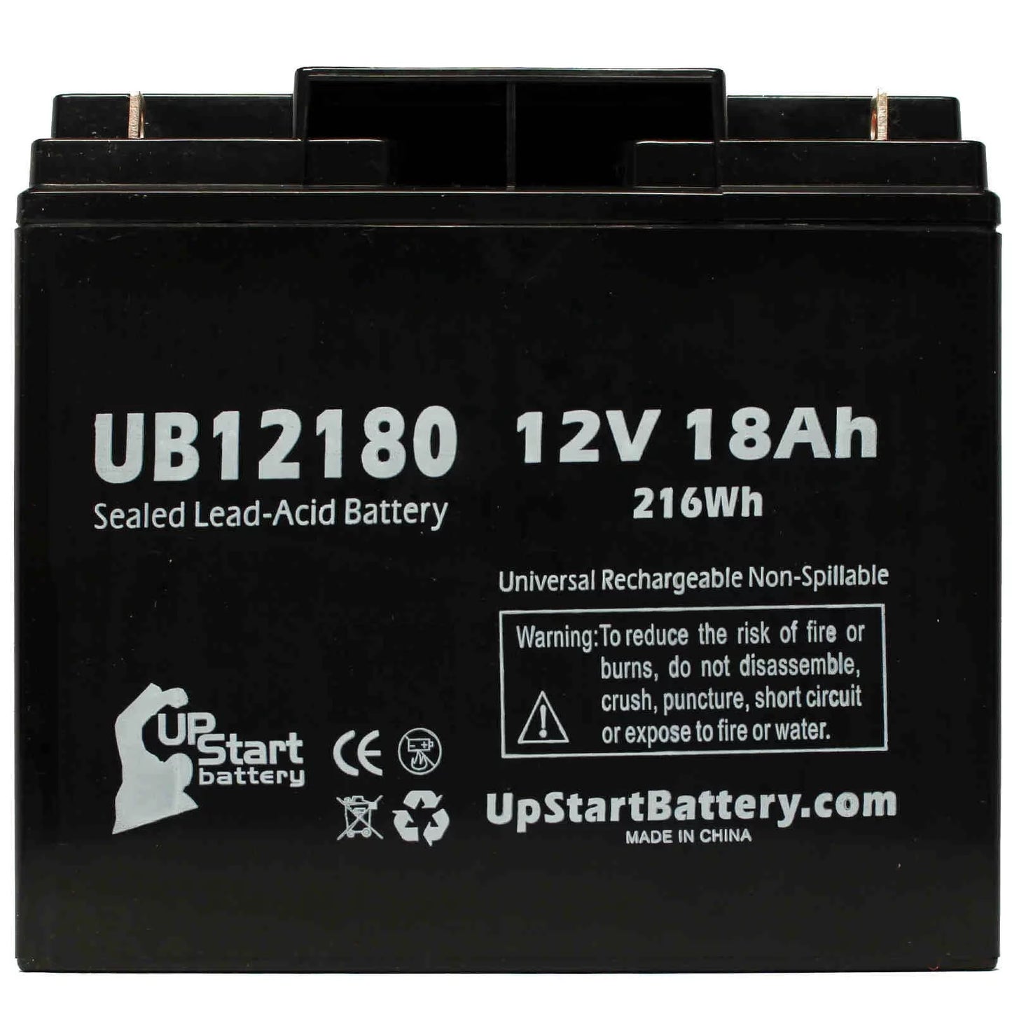 4x Pack - CSB BATTERY OF AMERICA GP12150F Battery - Replacement UB12180 Universal Sealed Lead Acid Battery (12V, 18Ah, 18000mAh, T4 Terminal, AGM, SLA)