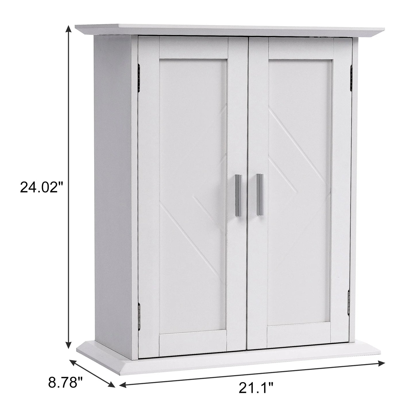 VECELO Bathroom Wall Cabinet, Wooden Hanging Storage Cabinet with 2 Door and Adjustable Shelves, Multipurpose Storage Cabinet Bathroom Kitchen Living Room, White