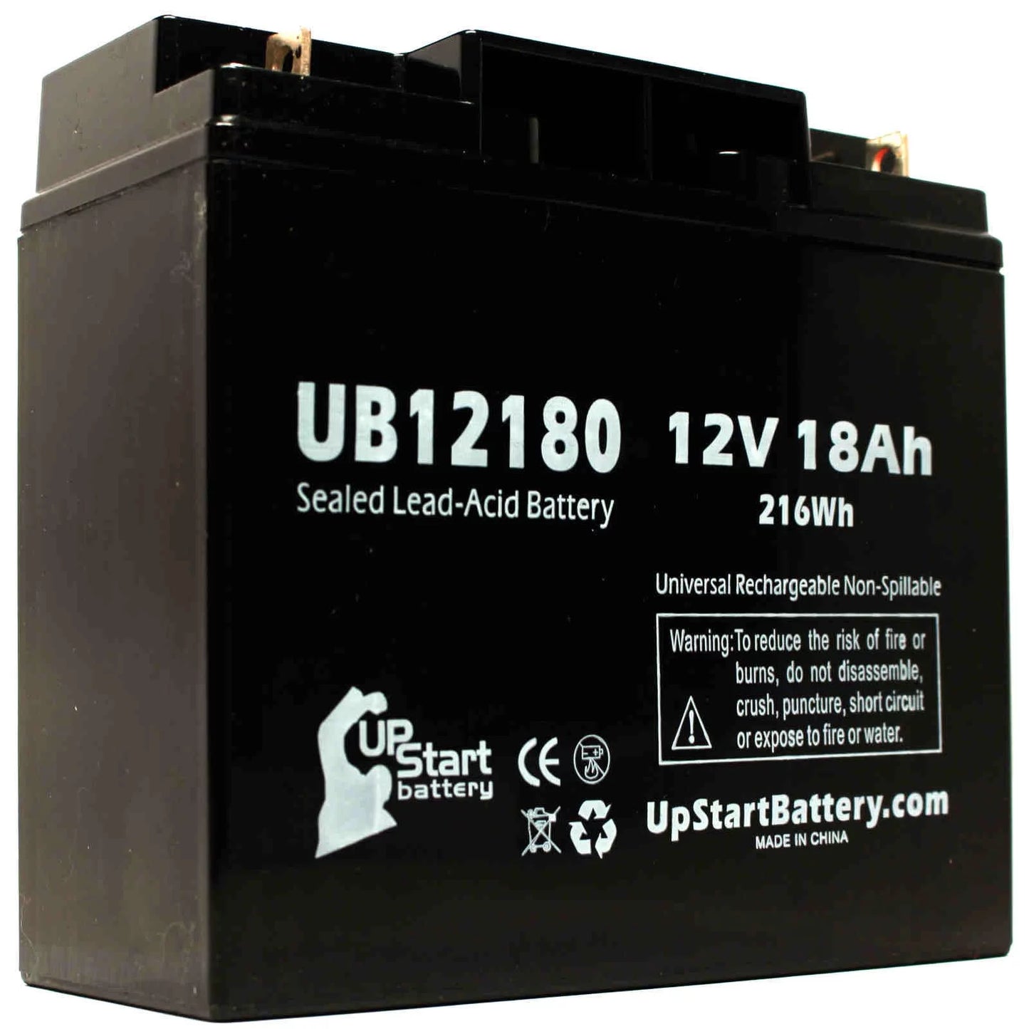 4x Pack - CSB BATTERY OF AMERICA GP12150F Battery - Replacement UB12180 Universal Sealed Lead Acid Battery (12V, 18Ah, 18000mAh, T4 Terminal, AGM, SLA)