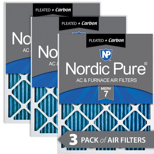 12x30x1 (11_7/8x29_7/8) Pleated Air Filters MERV 7 Plus Carbon 3 Pack