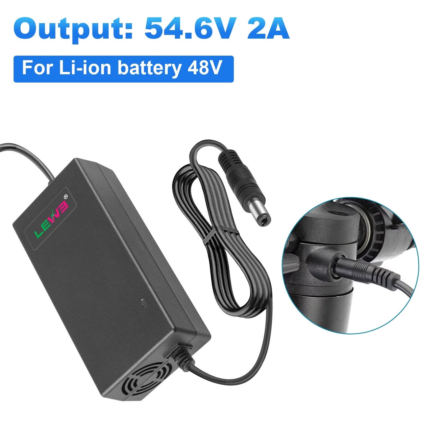 54.6V Charger Power Adapter 48V Electric Bike E-bike Scooter Li-ion Battery