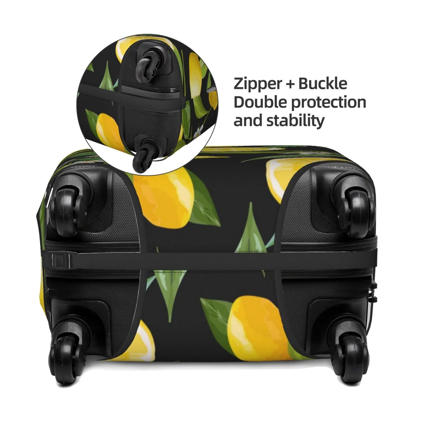 Adobk Lemon Fruits Flowers Leaves Luggage Protector Suitcase Wrap Stretch Suitcase Shield Washable Luggage Coating For Suitcase For Women And Men, Travel Accessories-Small