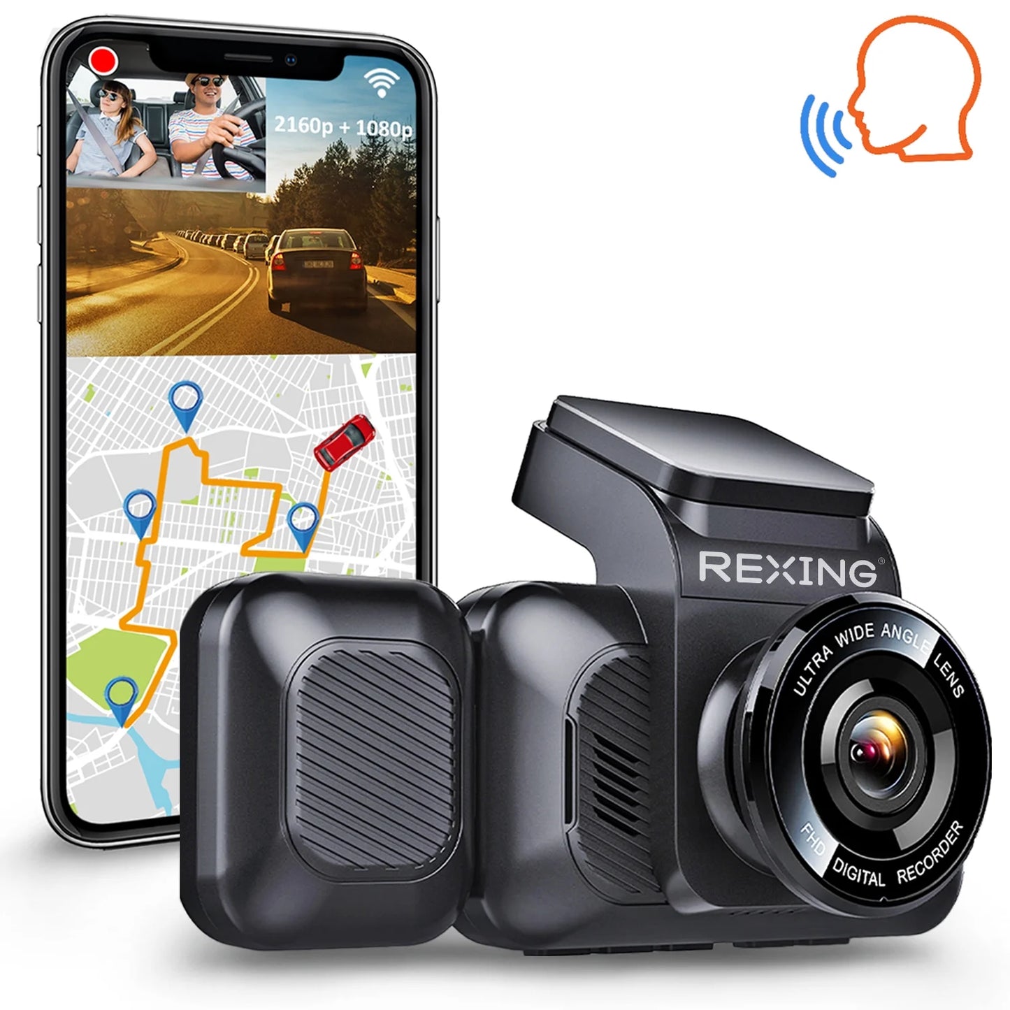 V5C Dash Cam Front 4K & 1080p Cabin Camera w/ Modular Capabilities, Wi-Fi, and GPS