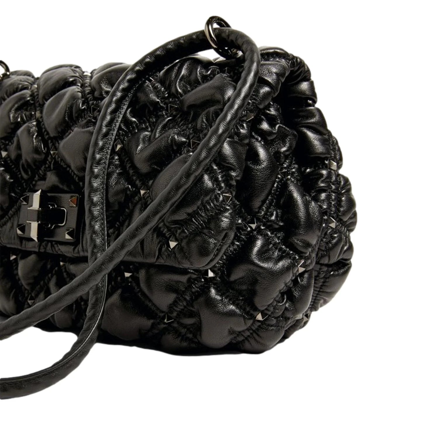 Valentino Garavani Spikeme Black Studded Leather Medium Crossbody Bag