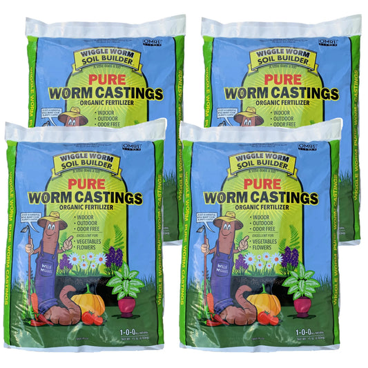 WIGGLE WORM Soil Builder Earthworm Castings Organic Fertilizer, 15 lb. (4 Pack)