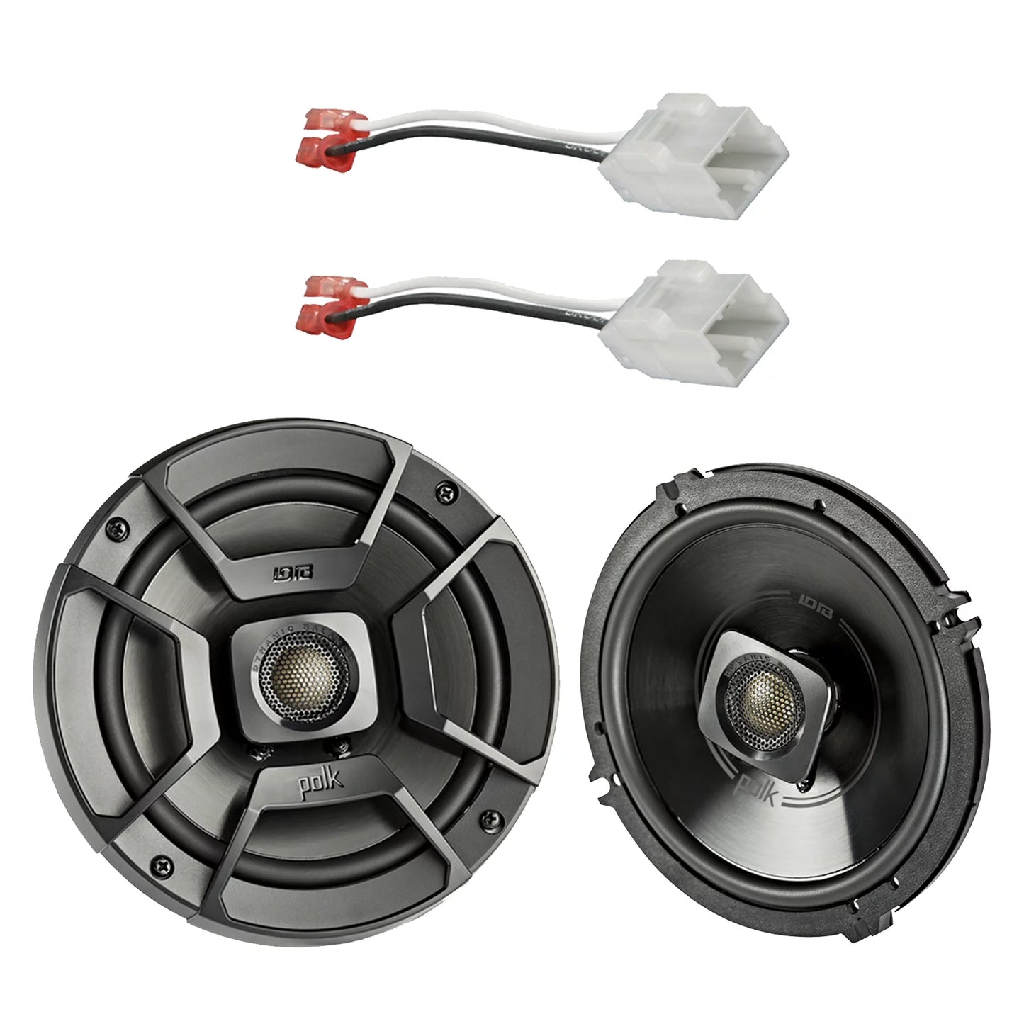 2x Polk Audio 6.5" 300W 2 Way Car/Marine ATV Stereo Coaxial Speakers, 2x Metra 72-6514 Speaker Harness Select Chrysler/Dodge Vehicles