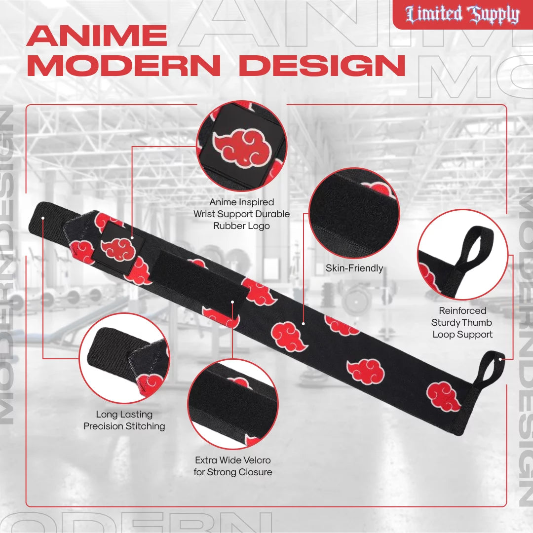 Anime Wrist Wraps 2 Pairs Bundle - 24" Lifting Straps Men and Women - Gym Accessories Support Weightlifting, Powerlifting, Strength Training, and Improve Workout (Akat Purple Duo)