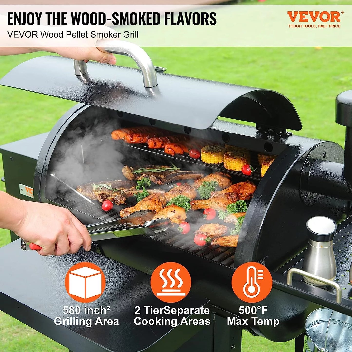 VEVOR 53" Heavy Duty Charcoal Grill BBQ Portable Grill with Cart Outdoor Cooking