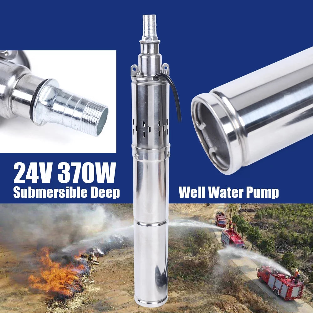 24V 370W Solar Water Pump Deep Well Solar Submersible Pump Head Stainless Screw Pump Pond Farm Irrigation