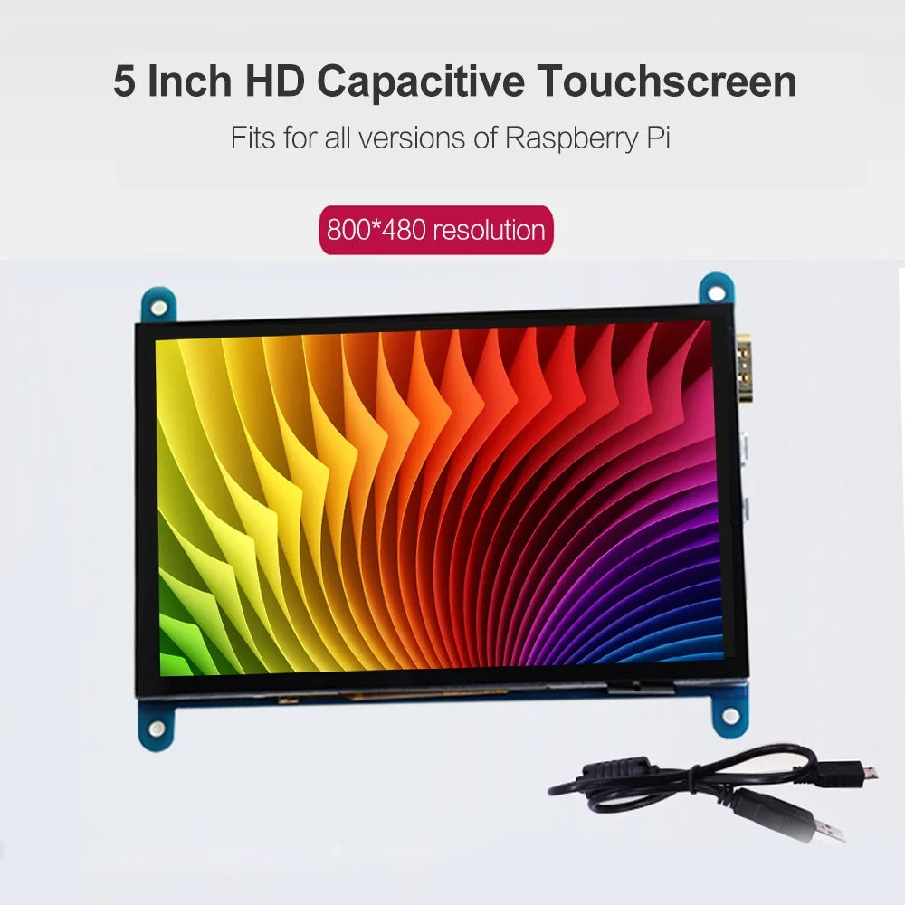 Tomshoo 5 Inch Capacitive Touchscreen Display 800*480 Resolution Small Portable with USB Interface with Raspberry Pi Tool