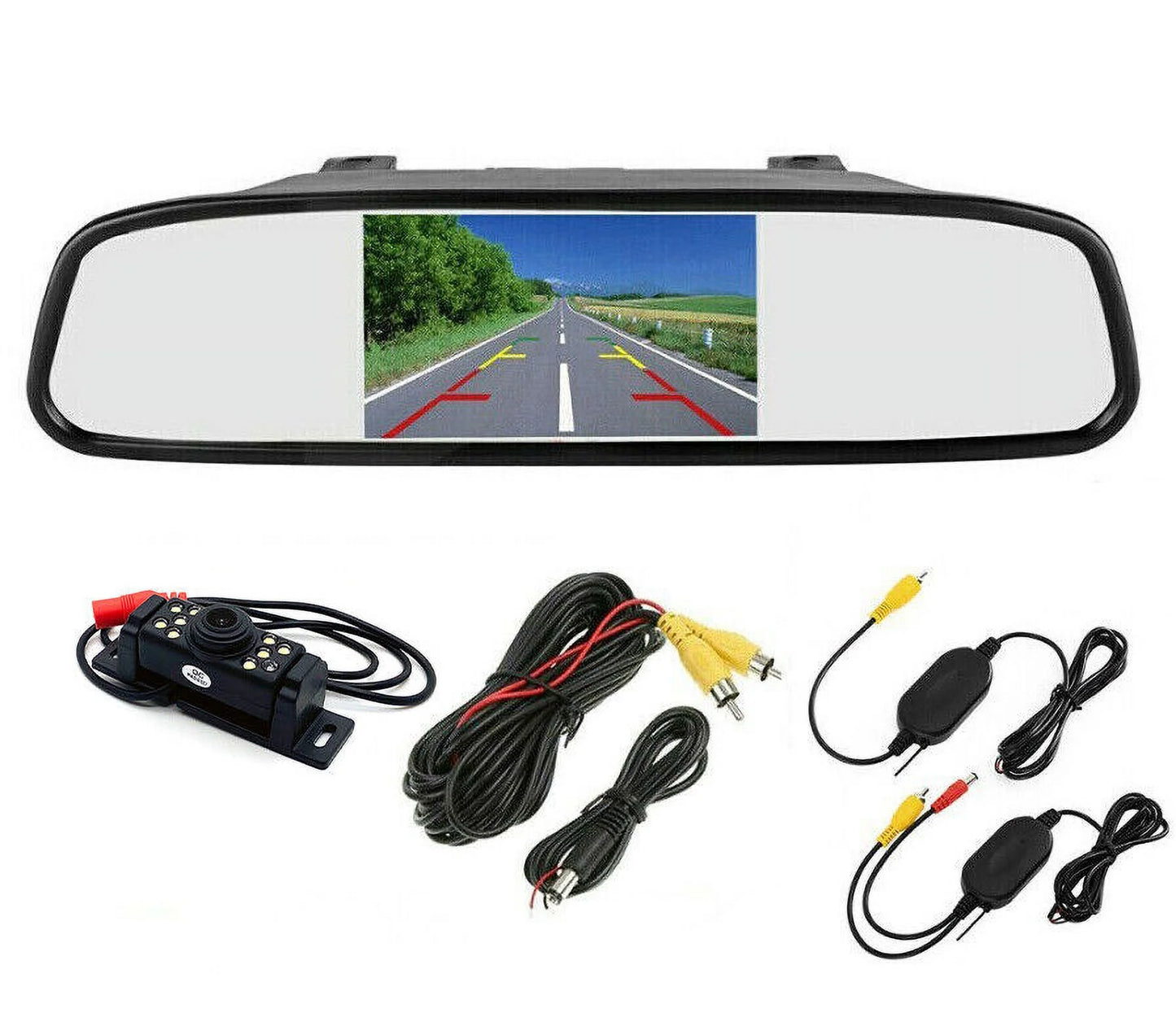 Wireless Car Backup Camera Rear View System HD Night Vision + 5" Mirror Monitor