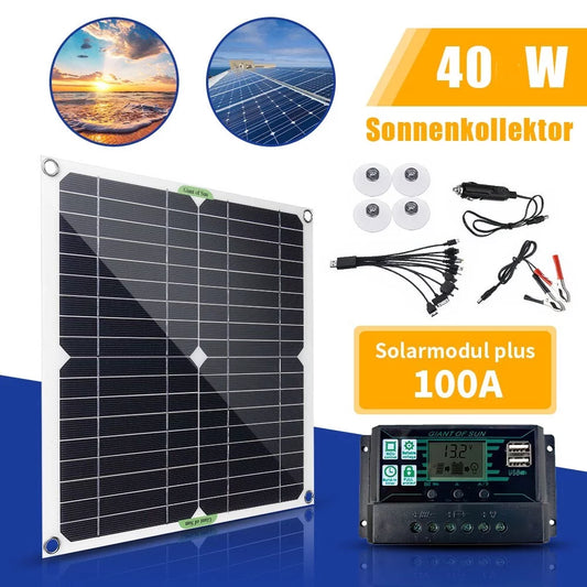 40W Solar Panel Kit 100A 12V Battery Charger With Controller Car RV Watercraft Home Roof Van Camping by DFITO