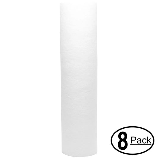 8-Pack Replacement Crystal Quest CQE-CT-00120 Polypropylene Sediment Filter - Universal 10-inch 5-Micron Cartridge CRYSTAL QUEST Mega Water Filter system - Denali Pure Brand