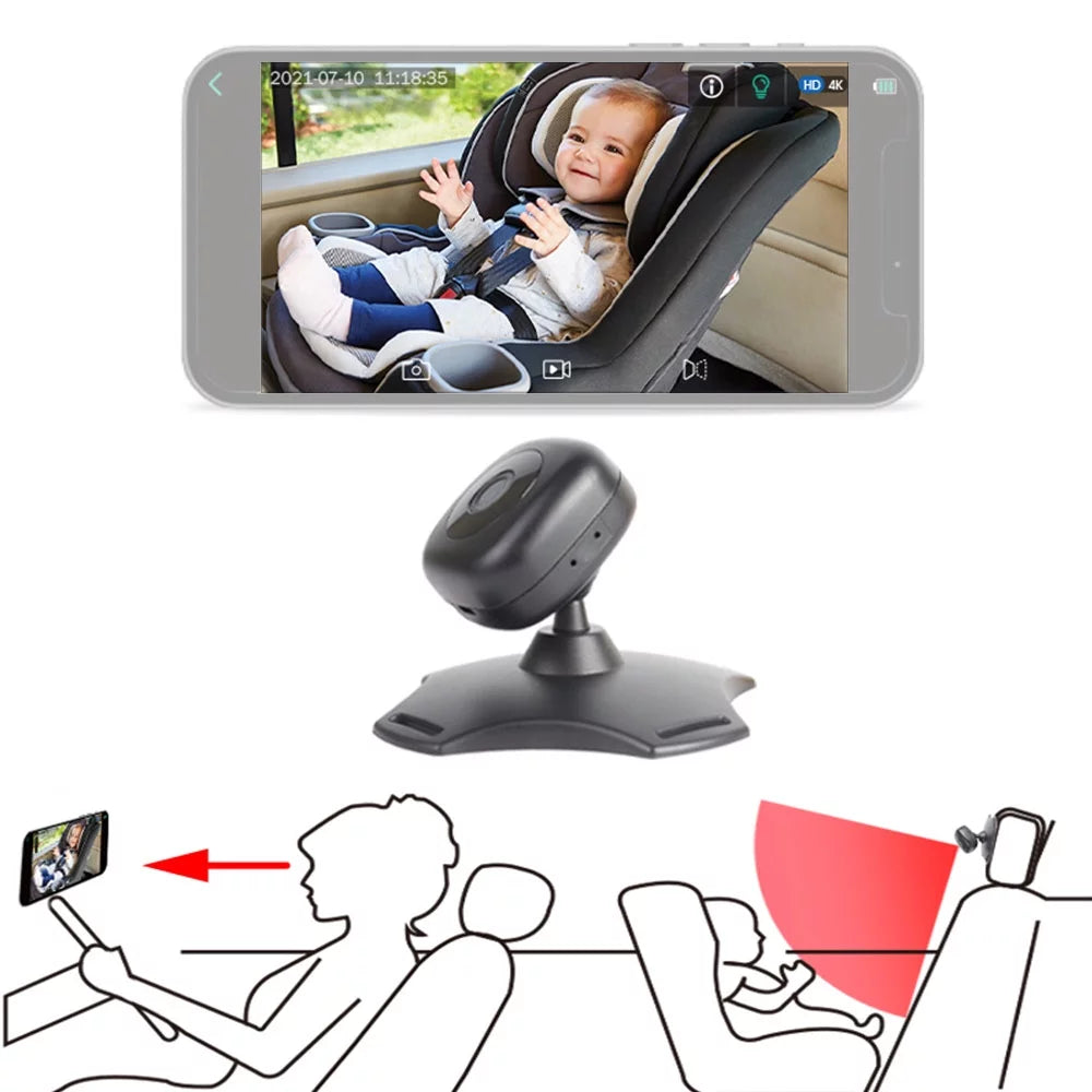 Tomshoo WiFi Baby Car Monitor Camera, 360° Rotation Night Vision USB Powered Baby Car Mirror