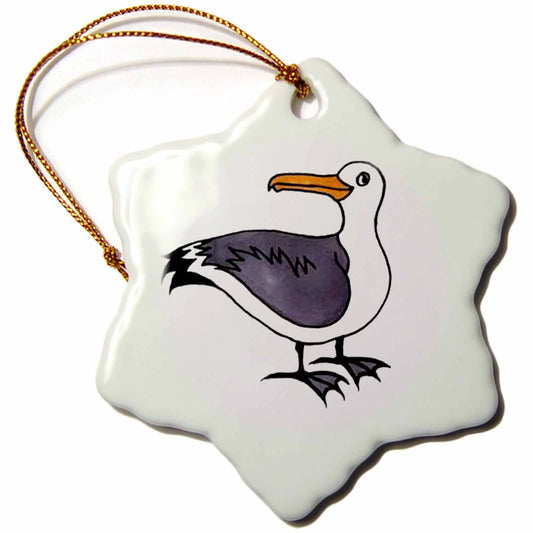 3dRose Sammy Seagull - Snowflake Ornament, 3-inch