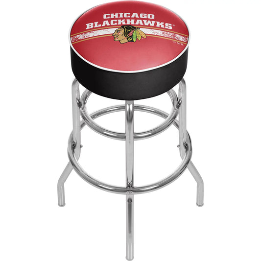 Trademark Gameroom Chicago Blackhawks Logo Bar Stool with Padded Seat