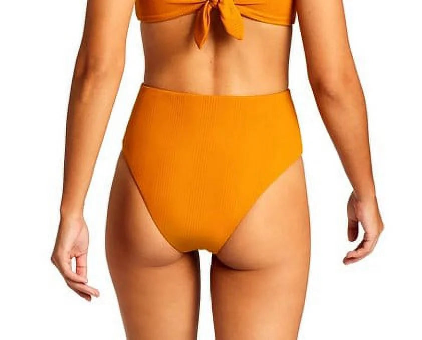 Vitamin A Mila-Barcelona Women's High Waist Gold Cheeky Bikini Bottom Size 4