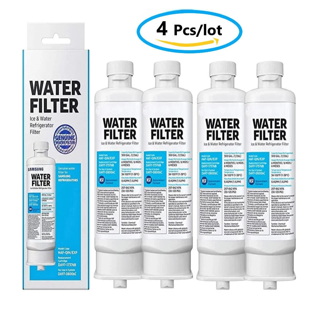 4 PACK DA97-17376B with HAF-QIN/EXP, HAF-QIN, DA97-08006C Refrigerator Water Filter