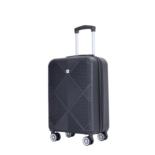 Zateety 2Piece Luggage Sets ABS Lightweight Suitcase , Spinner Wheels, BLACK