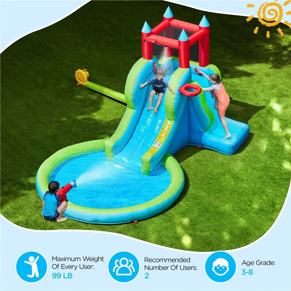 Topeakmart Inflatable Water Slide with Climbing Wall, Cyan