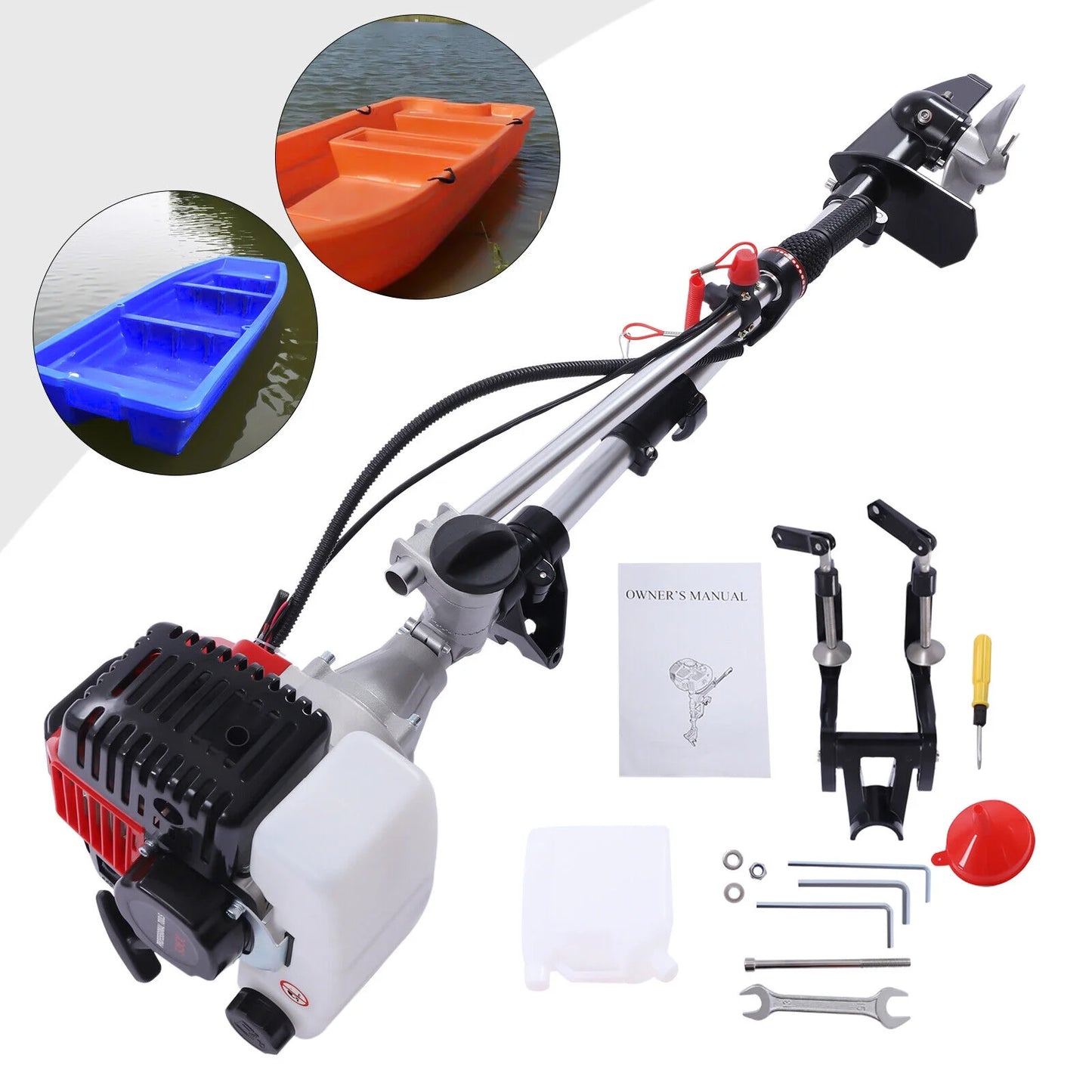 52CC 2.3 HP 2 Stroke Gas-Powered Outboard Trolling Motor Ship Engine Long Shaft