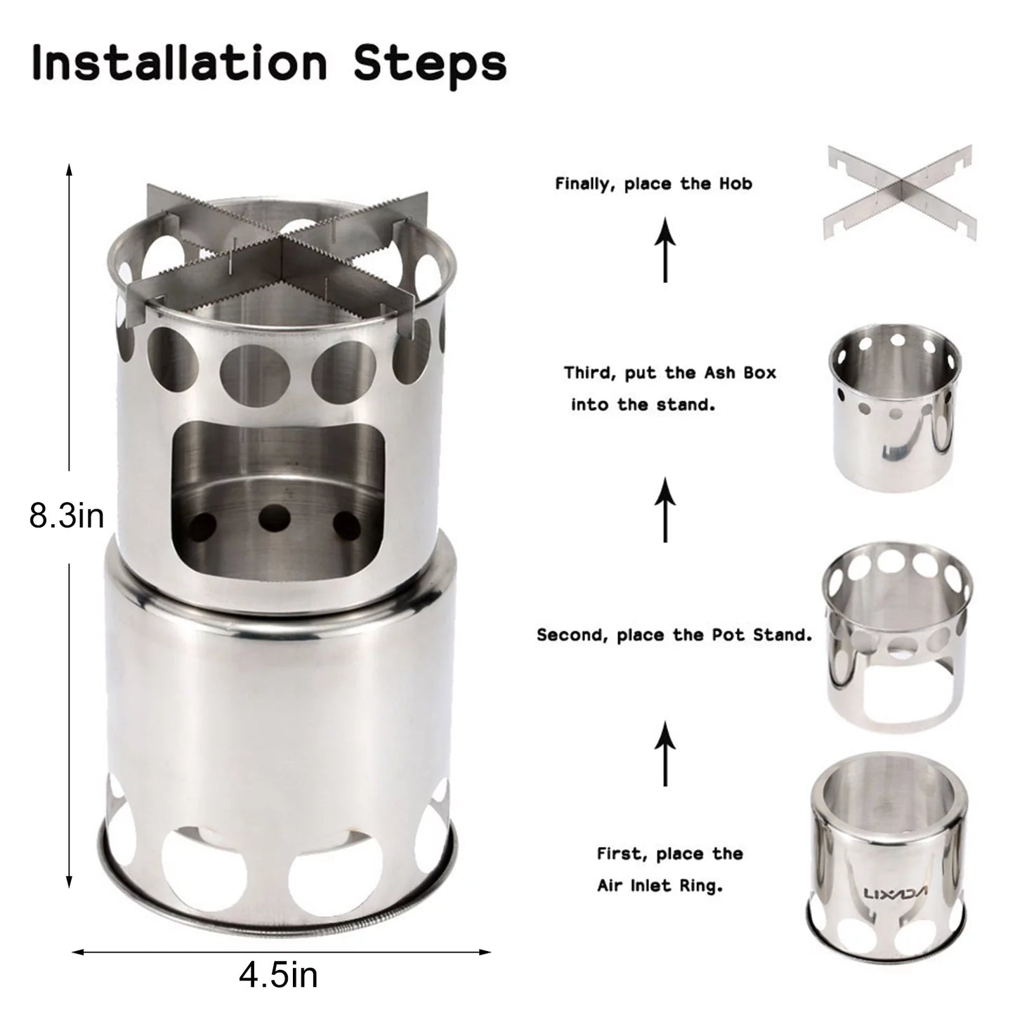 ammoon Cooking Utensils Set with Camping Stove Lightweight Aluminum Pot and Stainless Steel Cutlery Ideal Backpacking and Picnics