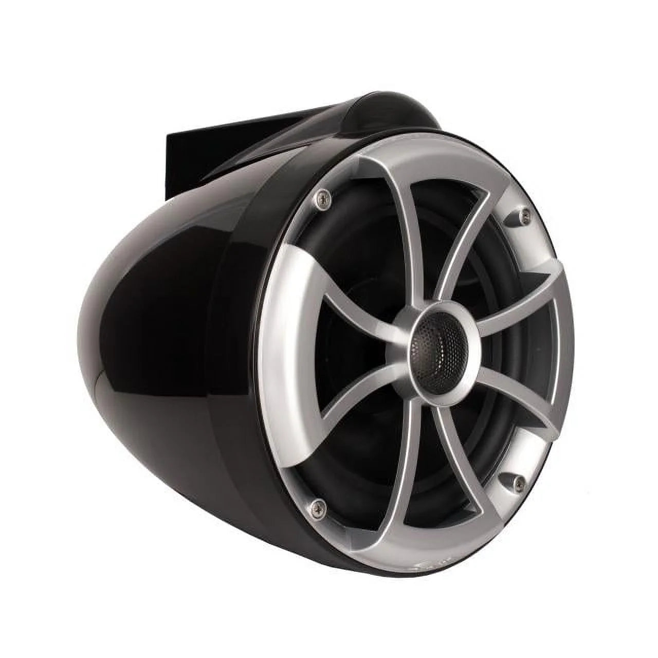 Wet Sounds ICON8B-FMINI 8" Black Tower Speakers with Stainless Steel MINI Fixed Clamps & HTX2 600 Watt Amplifier