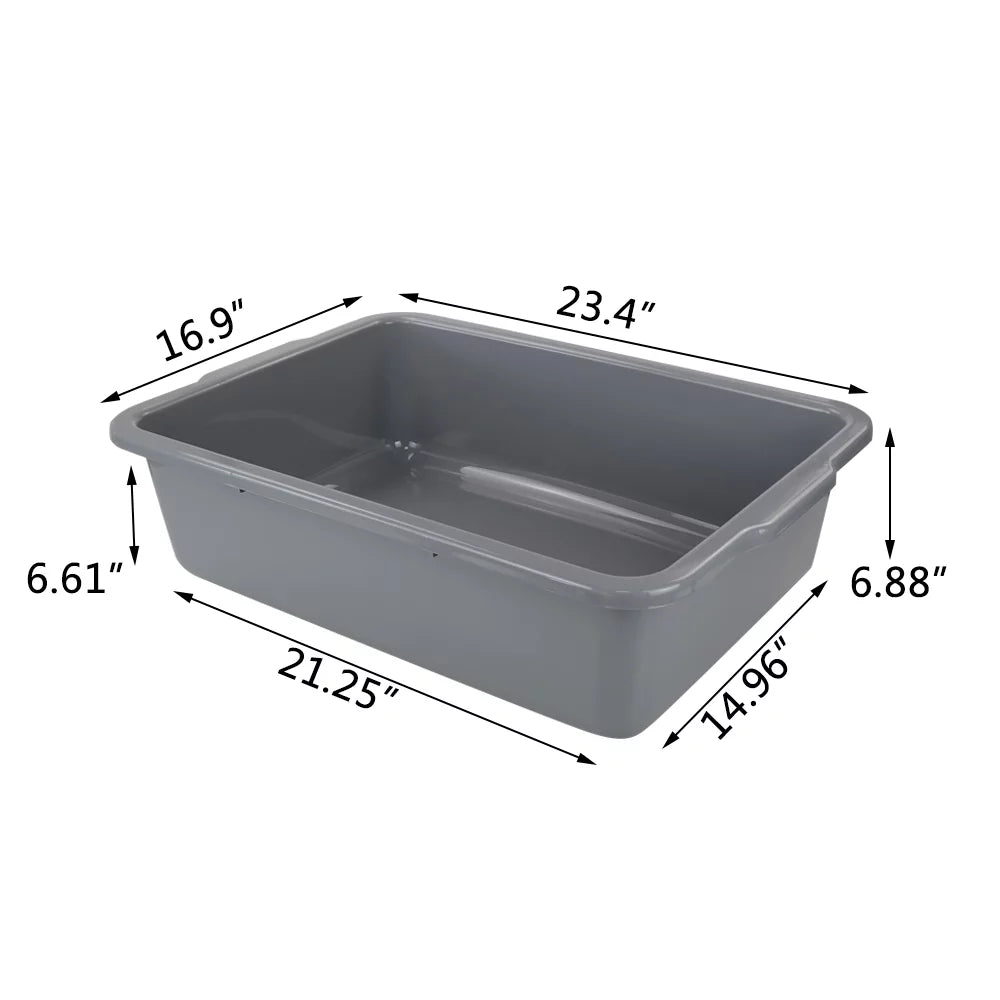 Teyyvn 4 Pack 32 L Plastic Bus Tubs, Gray Large Utility Bus Box, Commercial Tote Box