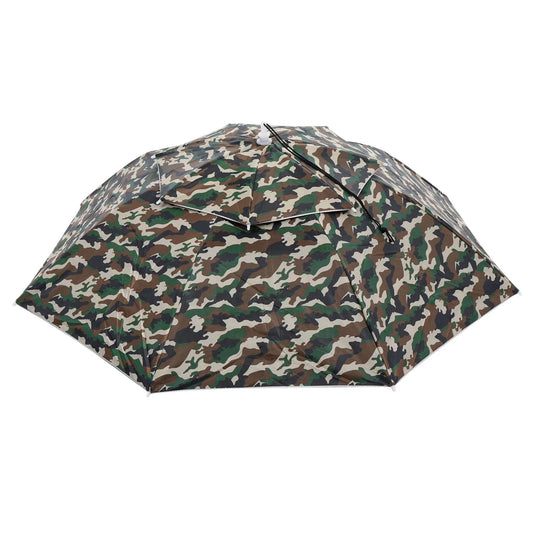 Uxcell OD 37.4" Umbrella Hat, Oxd Fabric Folding Double Layer Sun Rain Cap with Adjustable Strip, Camo