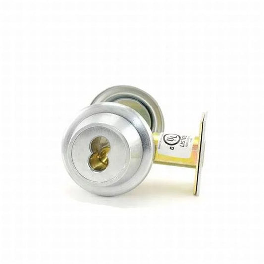 Stanley Best 2.75 in. 8T Series Backset 7 Pin Single Cylinder Deadbolt Standard Strike Less Core - Satin Chrome