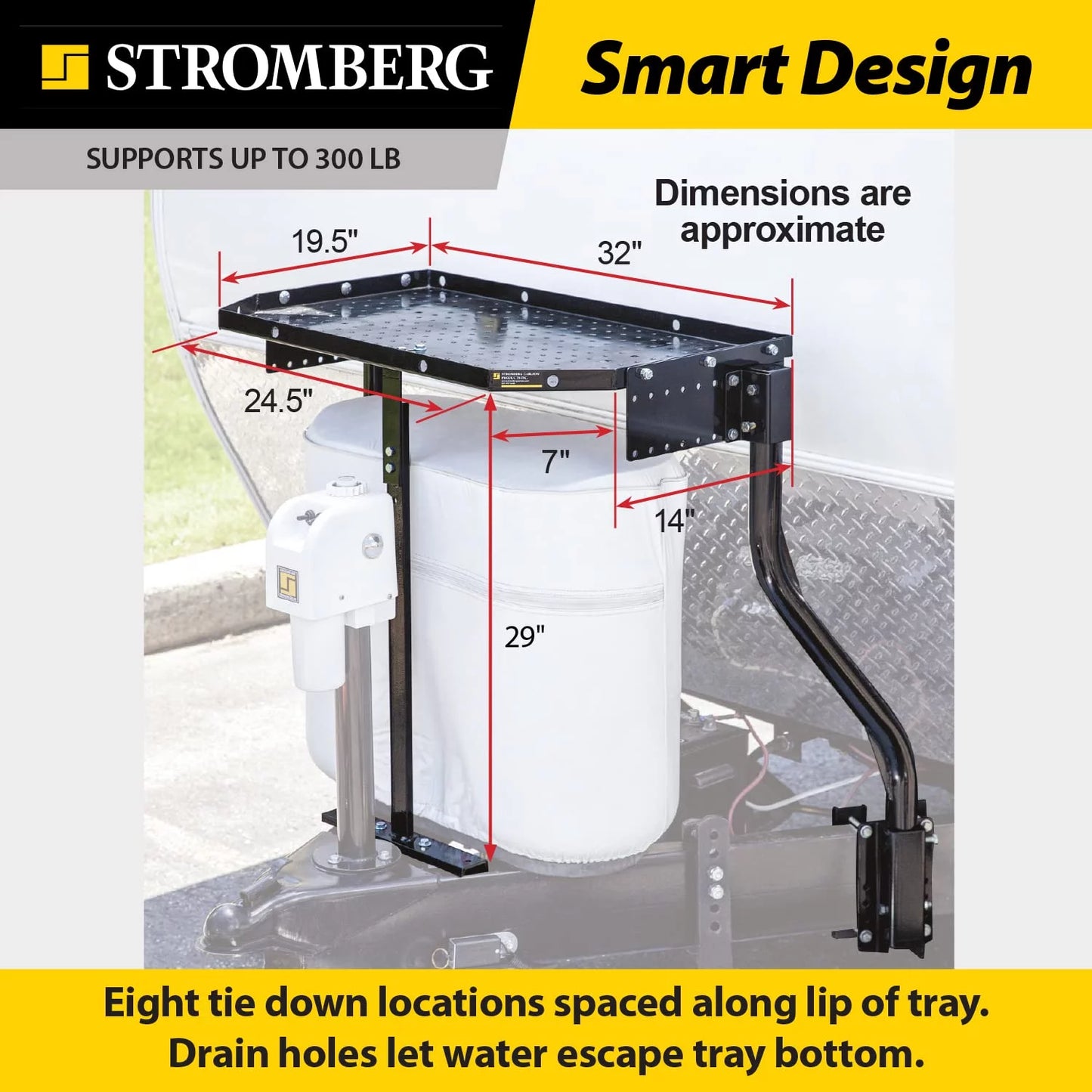 Stromberg Carlson CC-255 Trailer Tray - A-Frame Cargo Carrier Outdoor and Generator Storage RVs and Campers - Black