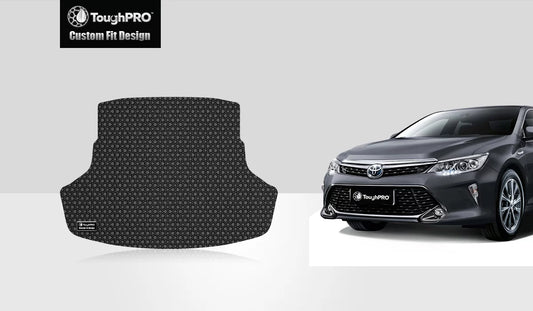 ToughPRO - Trunk Mat with Toyota Camry - All Heavy Duty (Made in USA) - Black Rubber - 2019 (Not Hybrid - Non-Plug-in Standard)