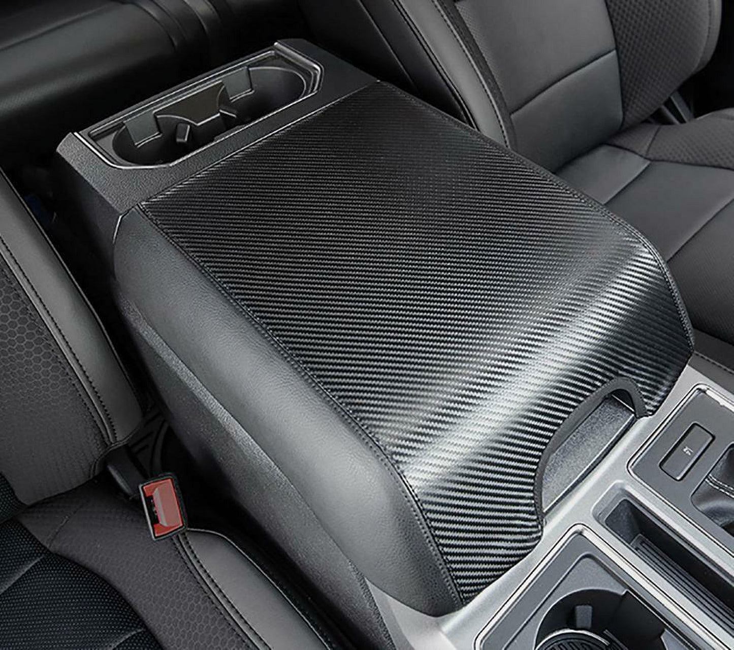 Teledu Leather Center Console Armrest Wrap Pad Protector F150 Carbon