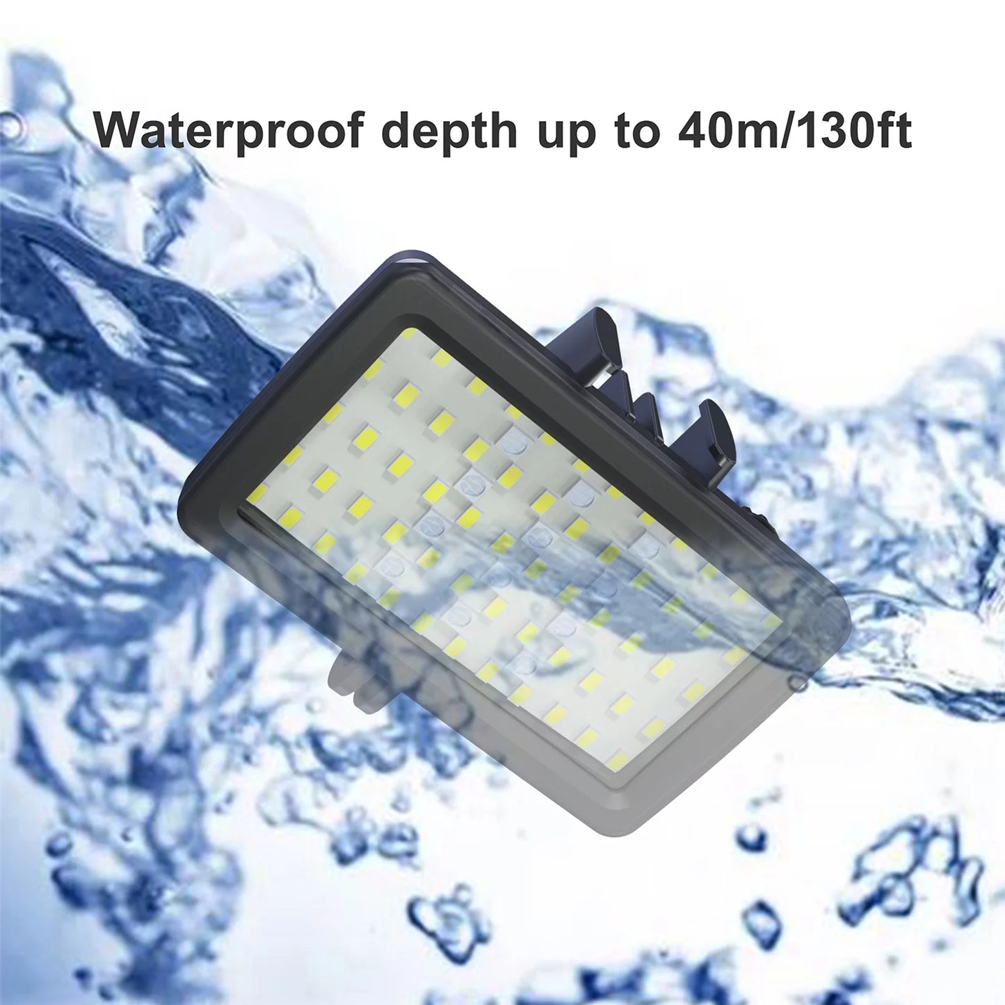 Walmeck Andoer SL-20 Waterproof RGB Fill Video 8 Modes CRI95+ Dimmable IPX8 Underwater 40M Built-in Rechargeable Battery Diving Snorkeling Underwater Photography Video Replacement GoPro