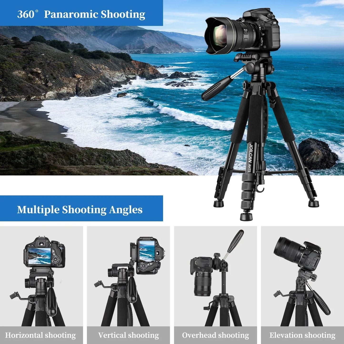 Tripod Camera Tripods, 74" Tripod Camera Cell Phone Video Photography, Heavy Duty Tall Camera Stand Tripod,