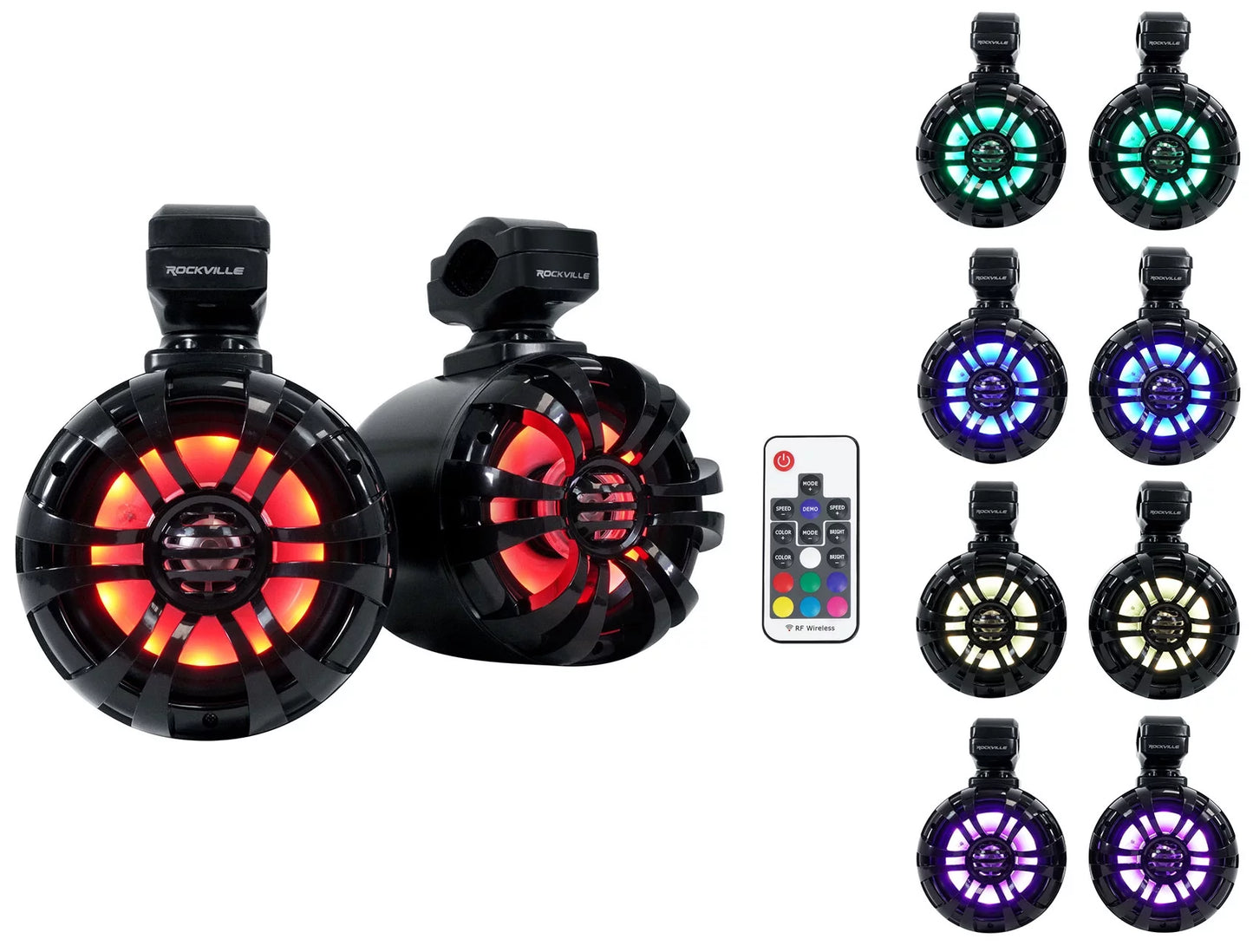 2) Memphis RNGR65FE Pods+LED Tower Speakers+Amp For 2013-17 Polaris Ranger XP900