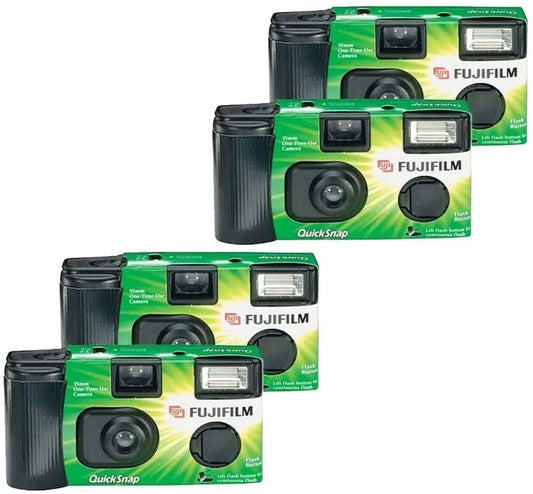 4 Pack Of Fujifilm Quicksnap Flash 400 ASA Disposable Single Use 35mm Camera