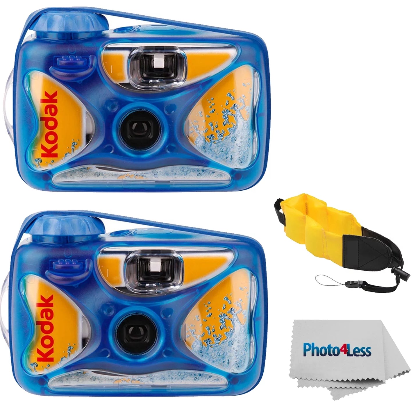 2 Pack Kodak Sport Waterproof Single Use Camera With Floating Strap and Cloth