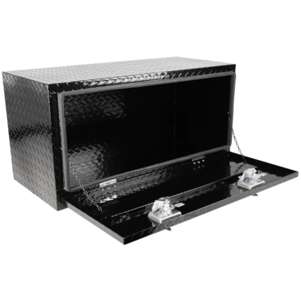 36 inch Heavy Duty Black Aluminum Tread Tool Box Truck Trailer Underbody Storage+Locks With T-Handle Latch Key Black + Aluminum + Square box + 36"(36"×17.1"×17.9")