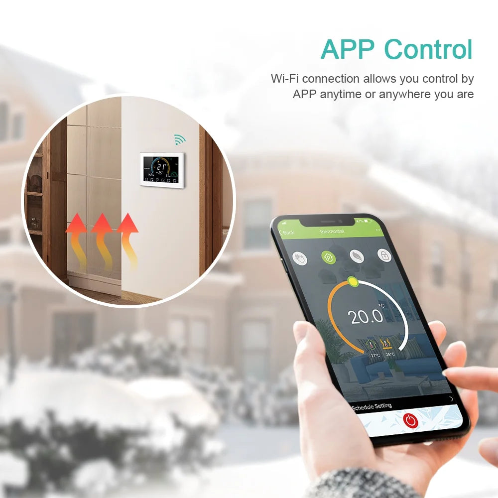 95-240V Smart Programmable 5+1+1 Six Periods Voice APP Control Backlight LCD / Gas Boiler Heating Thermoregulator with Index Humidity Display Lock Function with Echo Home Tma