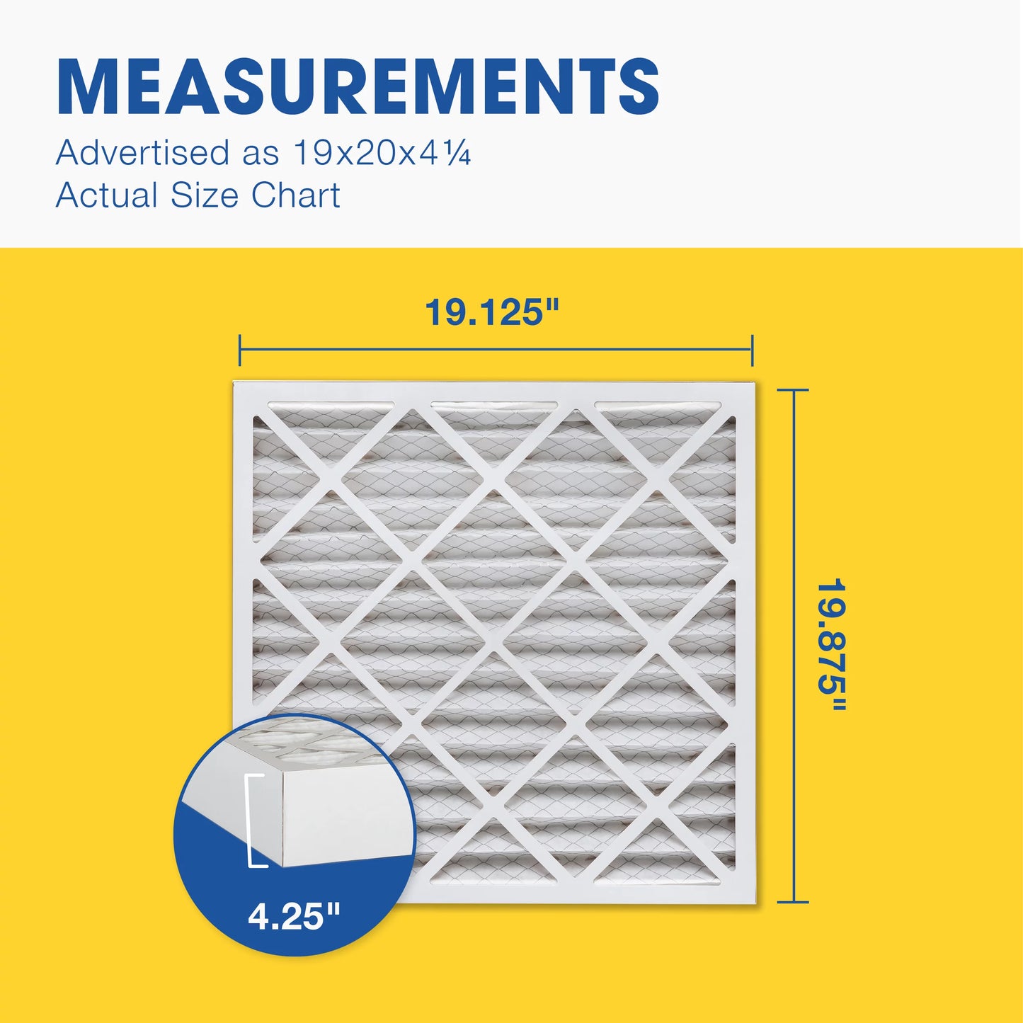 Aerostar 19 x 20 x 4 1/4 MERV 13 Pleated Air Filter, AC Furnace Air Filter, 2 Pack