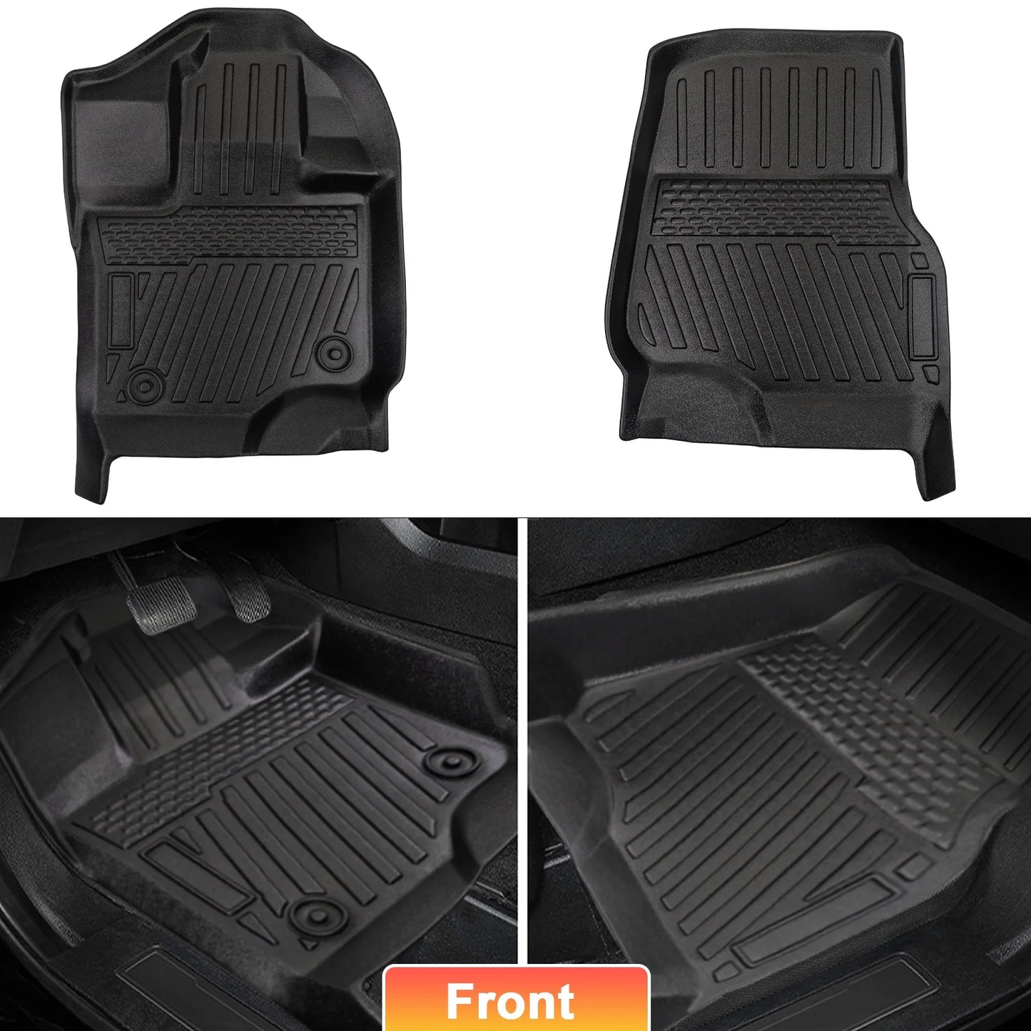 3PCS All- TPE Front & Rear Floor Mats For 2015-2024 Ford F-150 F150 SuperCrew Cab,Custom Floor Mats 1st & 2nd Row Seat,Only For F150 2015-2024 Super Crew&Bucket Seats & W/O Storage