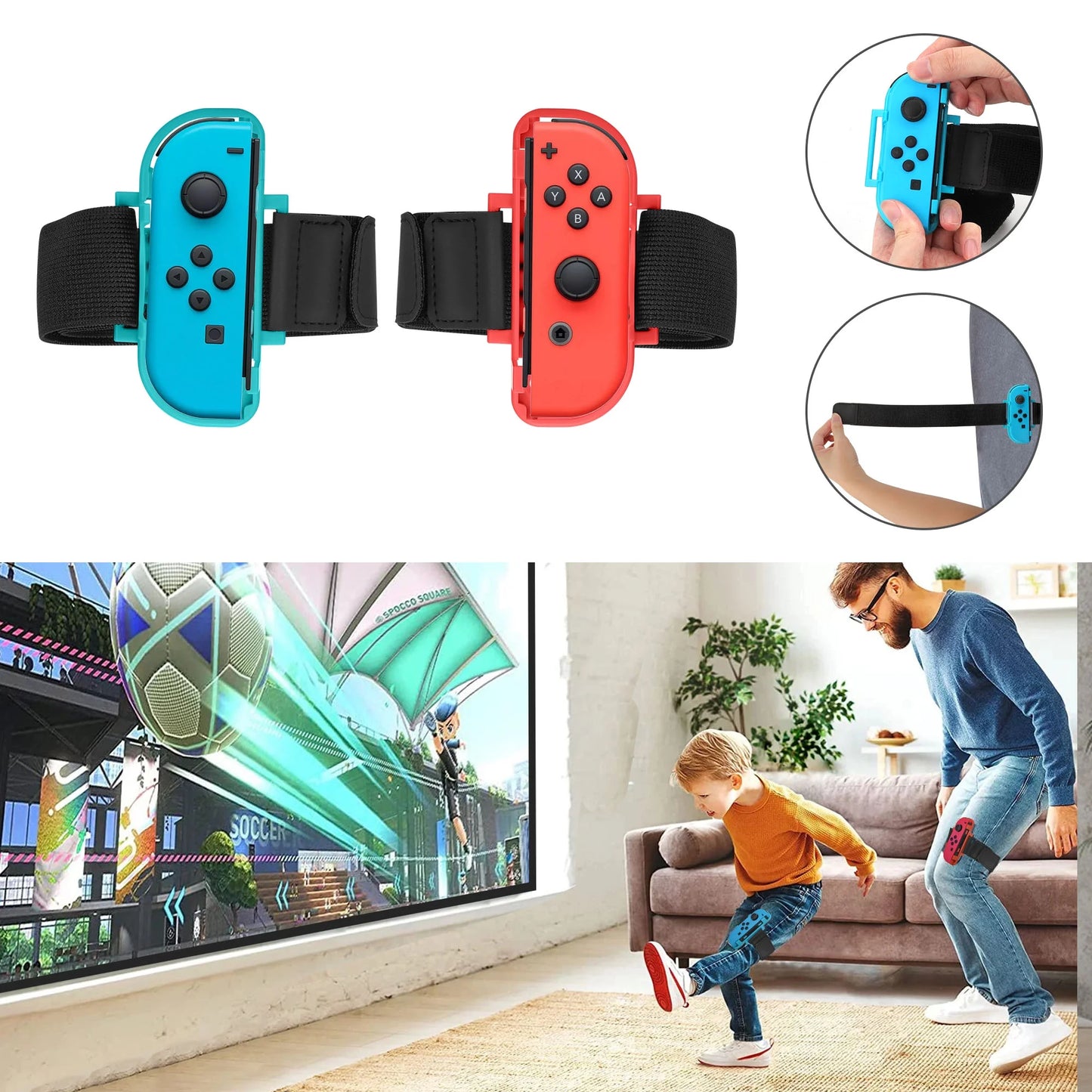 TSV 10-in-1 Switch Sports Games Accessories Kit Nintendo Switch/OLED, Family Accessories Kit with Tennis Racket, Swords, Golf Clubs Grip, Bowling Grip, Leg/Wrist Strap